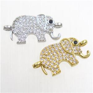elephant, copper connector paved zircon, mix color, approx 10-15mm [FDZN6542]