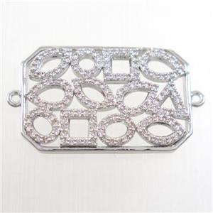 copper connector paved zircon, platinum, approx 18-27mm [FDZN6549]