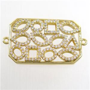 copper connector paved zircon, gold plated, approx 18-27mm [FDZN6550]