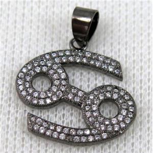 copper pendant pave zircon, black plated, approx 22x20mm [FDZN657]