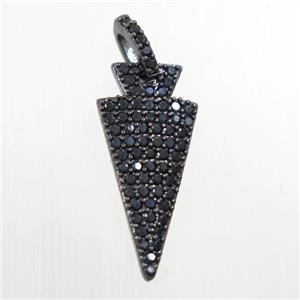 copper pendants paved zircon, arrohead, black, approx 11-24mm [FDZN6573]