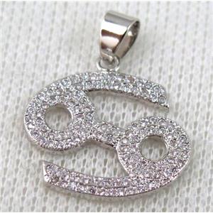 copper pendant pave zircon, platinum plated, approx 22x20mm [FDZN658]