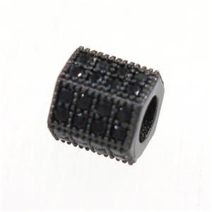 copper tube beads paved zircon, black plated, approx 7x7mm, 3.5mm hole [FDZN6584]