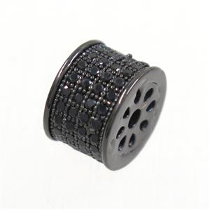 copper bead paved zircon, rondelle, black plated, approx 6.5x9.5mm [FDZN6587]