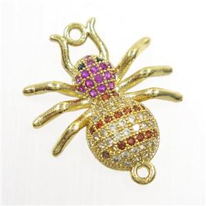 copper Ant connector paved zircon, gold plated, approx 20mm [FDZN6613]