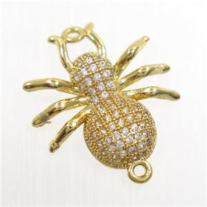 copper Ant connector paved zircon, gold plated, approx 20mm [FDZN6616]