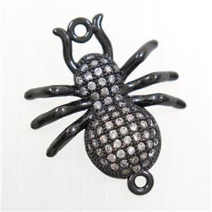 copper Ant connector paved zircon, black plated, approx 20mm [FDZN6617]
