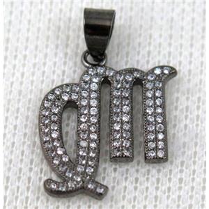 copper pendant pave zircon, black plated, approx 18x20mm [FDZN662]