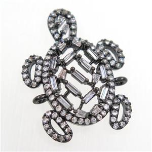 copper turtle connector paved zircon, black plated, approx 20-27mm [FDZN6622]