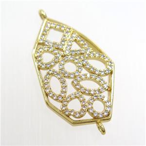 copper polygon connector paved zircon, gold plated, approx 17-30mm [FDZN6626]