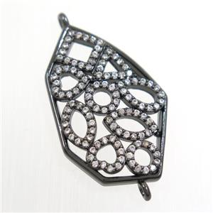 copper polygon connector paved zircon, black plated, approx 17-30mm [FDZN6627]