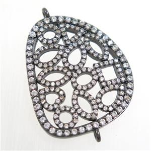 copper leaf connector paved zircon, black plated, approx 22-28mm [FDZN6632]