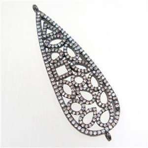 copper leaf connector paved zircon, black plated, approx 18-50mm [FDZN6637]