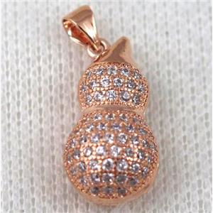 copper pendant pave zircon, rose gold plated, approx 12x22mm [FDZN664]