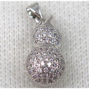 copper pendant pave zircon, platinum plated, approx 12x22mm [FDZN665]