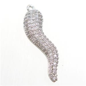 copper capsicum pendant paved zircon, platinum plated, approx 8-28mm [FDZN6650]