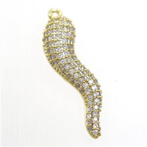 copper capsicum pendant paved zircon, gold plated, approx 8-28mm [FDZN6651]