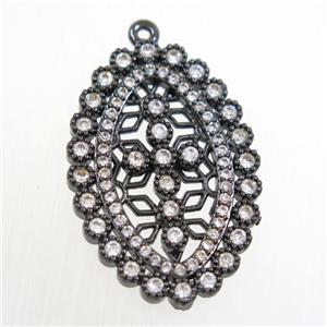copper oval pendant paved zircon, black plated, approx 20-30mm [FDZN6656]