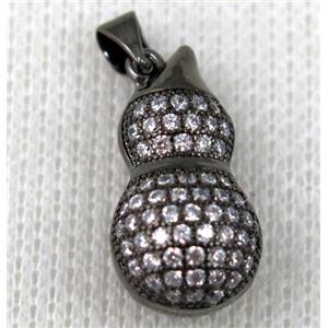 copper pendant pave zircon, black plated, approx 12x22mm [FDZN666]