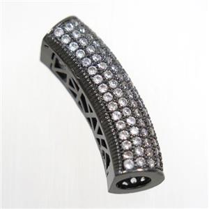 copper tube beads pave zircon, black plated, approx 9-28mm, 5mm hole [FDZN6661]