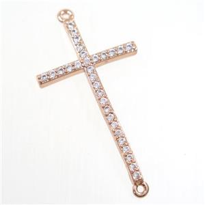 copper cross connector paved zircon, rose gold, approx 20-33mm [FDZN6671]