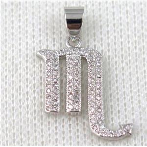 copper pendant pave zircon, platinum plated, approx 18x20mm [FDZN671]