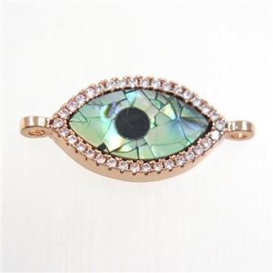 copper eye connector paved zircon with abalone shell, rose gold, approx 10-17mm [FDZN6722]