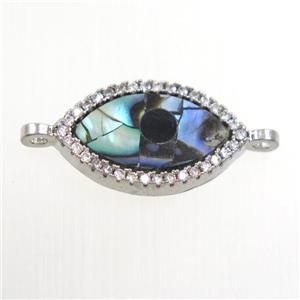 copper eye connector paved zircon with abalone shell, platinum plated, approx 10-17mm [FDZN6723]