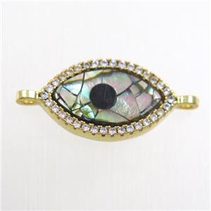 copper eye connector paved zircon with abalone shell, gold plated, approx 10-17mm [FDZN6724]