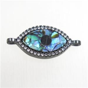 copper eye connector paved zircon with abalone shell, black plated, approx 10-17mm [FDZN6725]