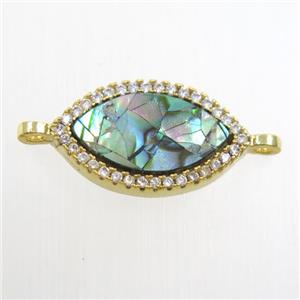 copper eye connector paved zircon with abalone shell, gold plated, approx 10-17mm [FDZN6739]