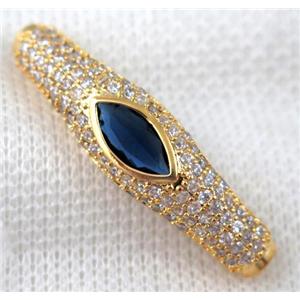 copper bracelet bar pave zircon, gold plated, approx 10x40mm [FDZN675]