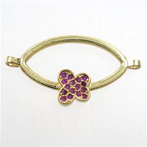 copper oval connector paved zircon with butterfly, gold plated, approx 10-20mm [FDZN6754]