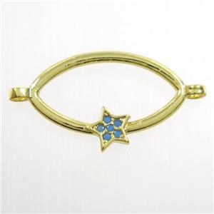 copper oval connector paved zircon with star, gold plated, approx 10-20mm [FDZN6759]