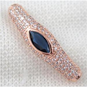 copper bracelet bar pave zircon, rose gold plated, approx 10x40mm [FDZN676]