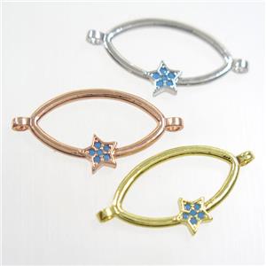 copper oval connector paved zircon with star, mixed, approx 10-20mm [FDZN6760]
