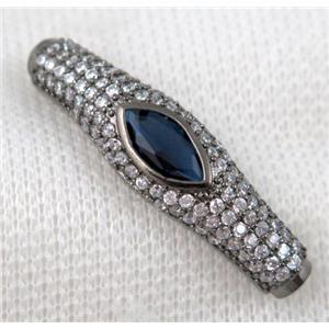 copper bracelet bar pave zircon, black plated, approx 10x40mm [FDZN677]