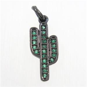 copper cactus pendant paved green zircon, black plated, approx 7-15mm [FDZN6776]