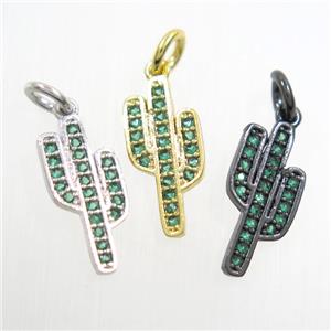 copper cactus pendant paved green zircon, mix color, approx 7-15mm [FDZN6777]