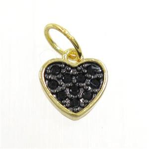 copper heart pendant paved zircon, gold plated, approx 7mm [FDZN6782]
