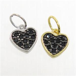 copper heart pendant paved zircon, mixed, approx 7mm [FDZN6783]