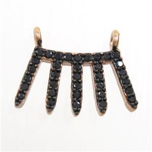 copper pendant paved zircon with 2loops, rose gold, approx 8-15mm [FDZN6789]