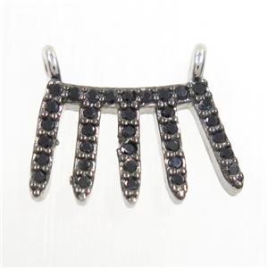 copper pendant paved zircon with 2loops, platinum plated, approx 8-15mm [FDZN6790]