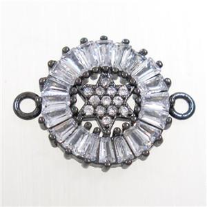 copper circle connector paved zircon, black plated, approx 15mm dia [FDZN6826]