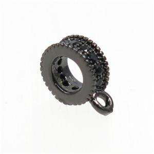 copper hanger bail paved zircon, black plated, approx 7mm [FDZN6836]