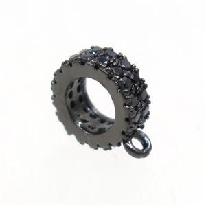 copper hanger bail paved zircon, black plated, approx 8mm [FDZN6837]