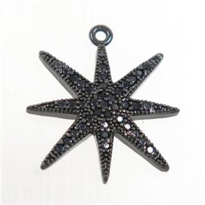 copper northstar pendant paved zircon, black plated, approx 20-22mm [FDZN6839]