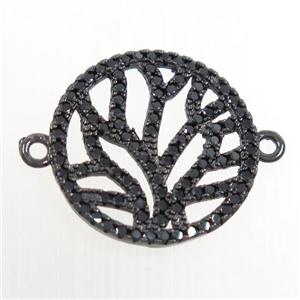 copper circle connector paved zircon, black plated, approx 19mm dia [FDZN6840]