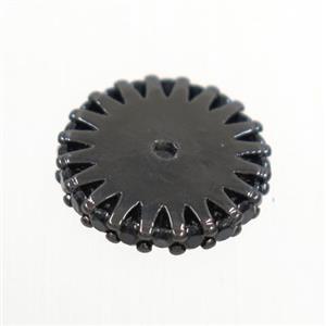 copper spacer heishi beads paved zircon, black plated, approx 11mm dia [FDZN6846]
