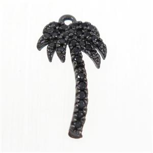 copper coconut tree pendant paved zircon, black plated, approx 9-17mm [FDZN6848]